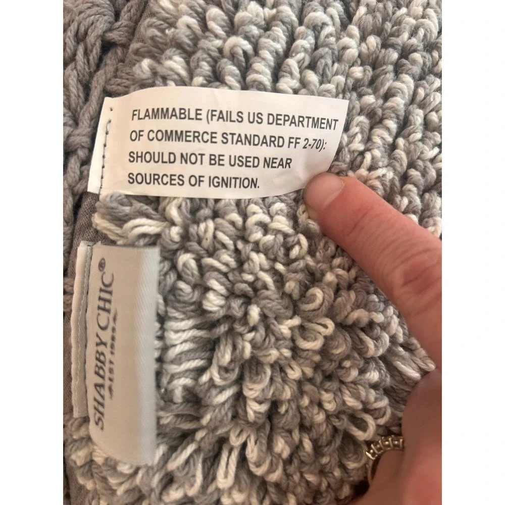 Shabby‎ Chic Grey Cotton Crochet Bath Mat Round 26